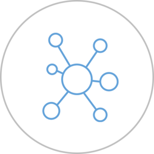 blå ikon med många sammankopplade cirklar