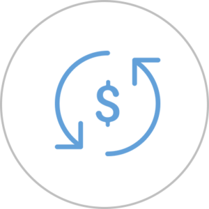 blå ikon av kontinuerlig inkomst